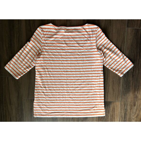 Saint James L'Atelier Women's Orange And White Striped Designer Blouse Small - Picture 2 of 12